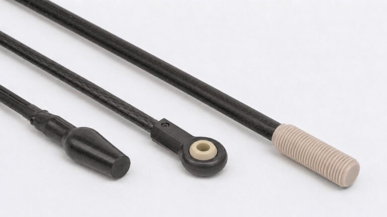 Pultruded Rods with different integrated functions, threads, eyeball fitting